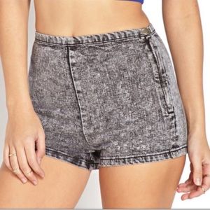 Acid wash high waisted shorts